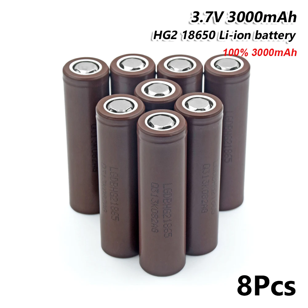 8 Pieces HG2 18650 батарея 18650 3000 мАч Высокая мощность разрядки литий-ионная аккумуляторная батарея высокой разрядки 20А большой ток - Цвет: 8 Pieces