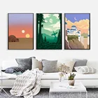 Винтажная живопись с изображением знаменитых местностей, Постер в стиле путешествий, фильмов, ретро, минимализм, настенный плакат, домашний декор