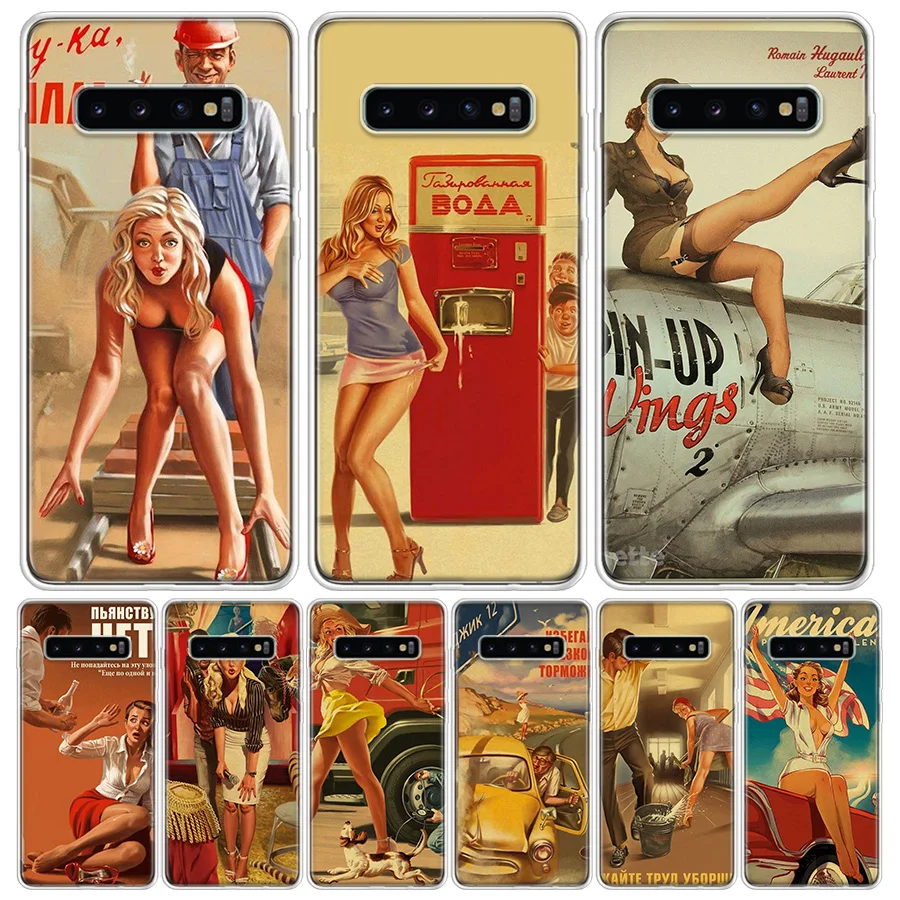 

WW2 Sexy Pin up Girl Vintege Phone Case For Samsung Galaxy A50 A70 A30S A51 A71 A10 A20E A40 A90 A20S M30S A6 A7 A8 A9 Plus Coqu