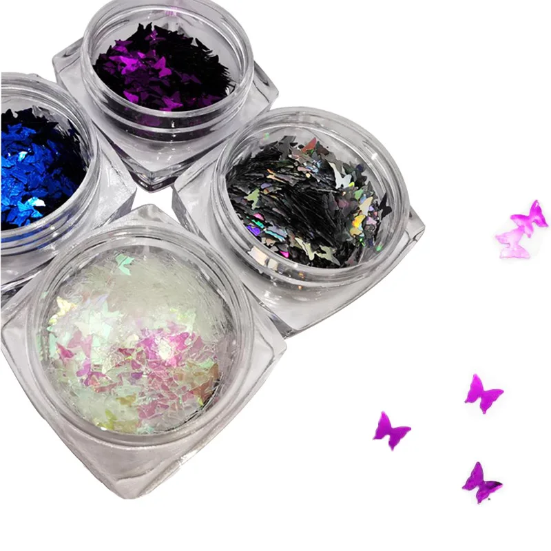 2019 Новый 1 комплект Бабочка с блестками Серебряный лак для ногтей блестящие