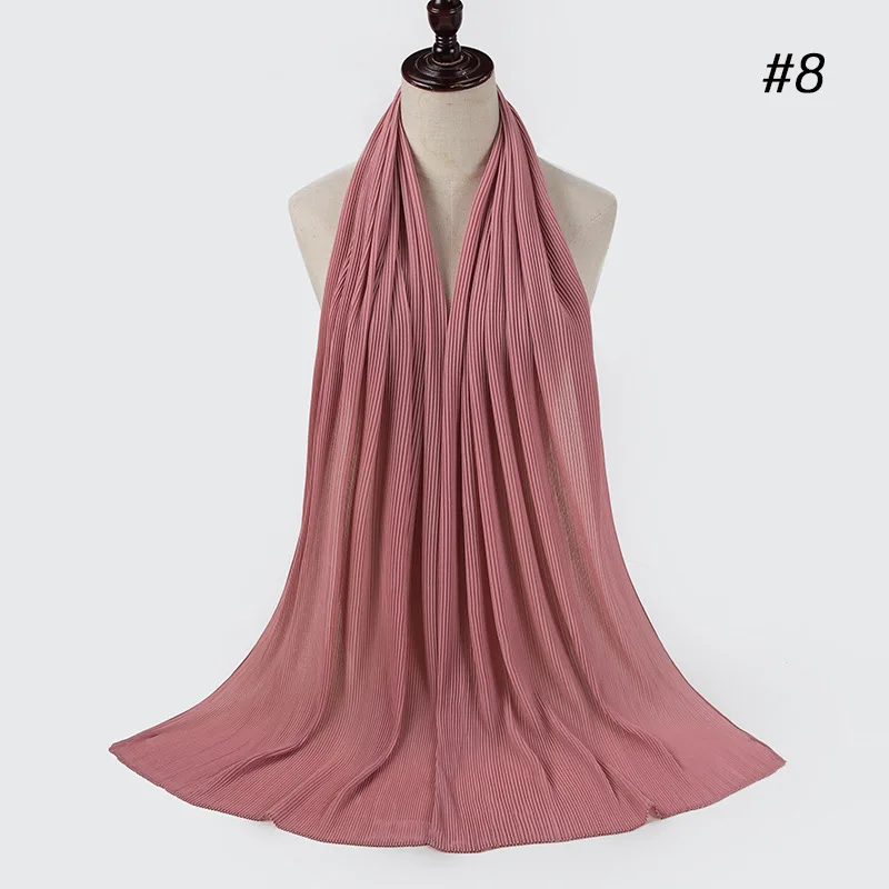 Мусульманский женский мнущийся шифоновый шарф хиджаб однотонный головной