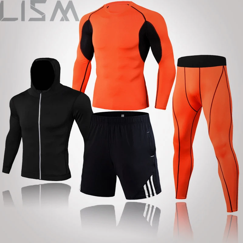 

Men's Compression Running Set Tight Legging Shirt Pant Long Sleeves Sport Clothing Teenager Tracksuit Suit Man Sportwear Dry Fit