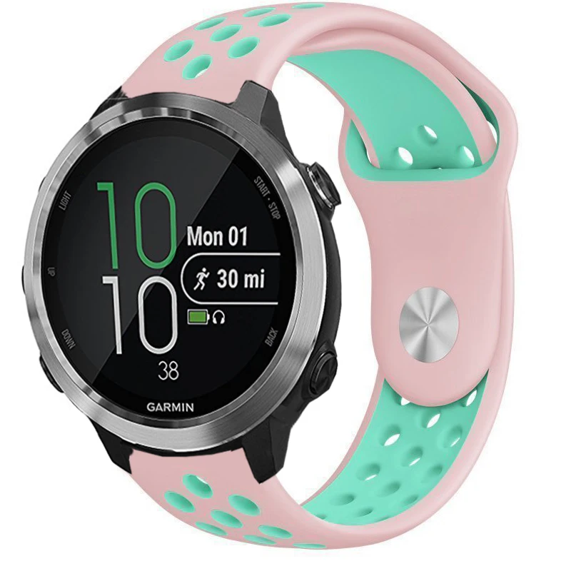 pink green Цветной мягкий силиконовый ремешок для часов Garmin Forerunner 645 Vivoactive3 3 Vivomove HR Смарт-часы сменный Браслет - Цвет: pink green