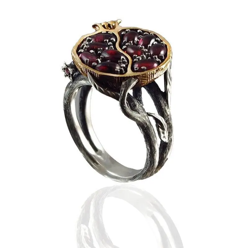 Винтажное кольцо серебряного цвета с красным гранатом|Кольца| |