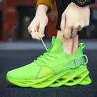 Кроссовки мужские износостойкие в стиле оверсайз, спортивная обувь для бега, зеленые вязаные спортивные B-518