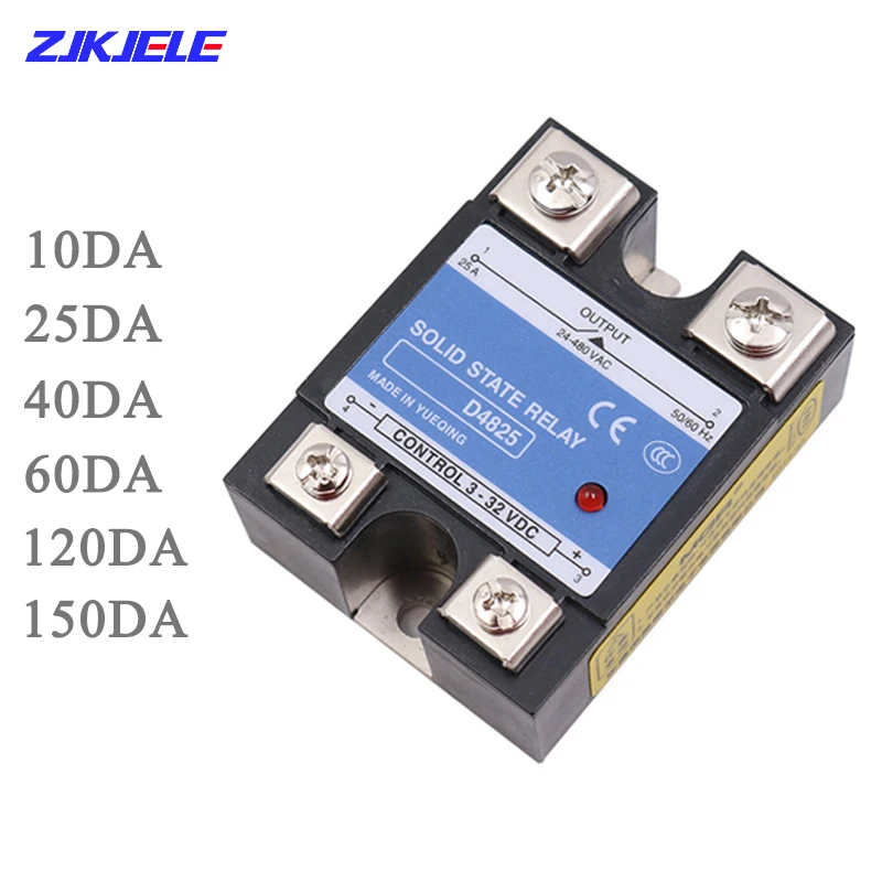 

DA DD AA 10A-150A Plastic Cover Solid State Relay Single Phase DC Control AC 220V Relay To 3-32VDC SSR-10DA 25DA 40DA