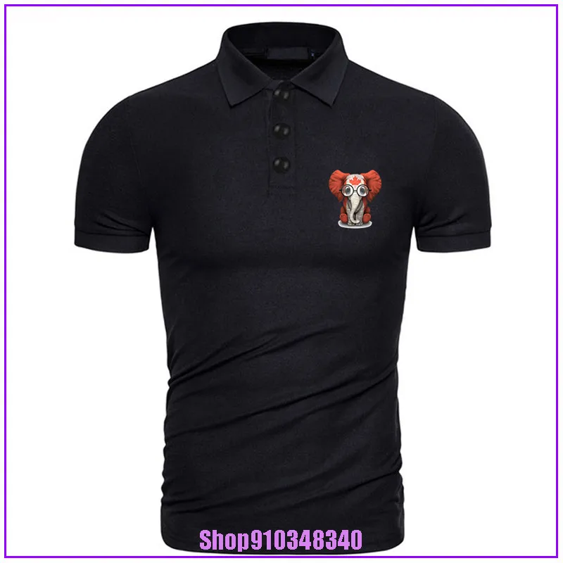 Детская футболка поло с изображением слона очками и Канадским флагом 3d принтом