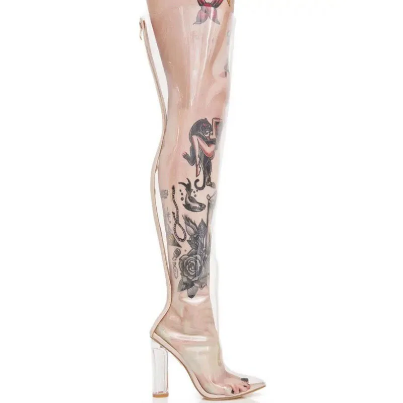 

same crystal thick heel middle sleeve boots with back zipper and high heel Size 43 boots