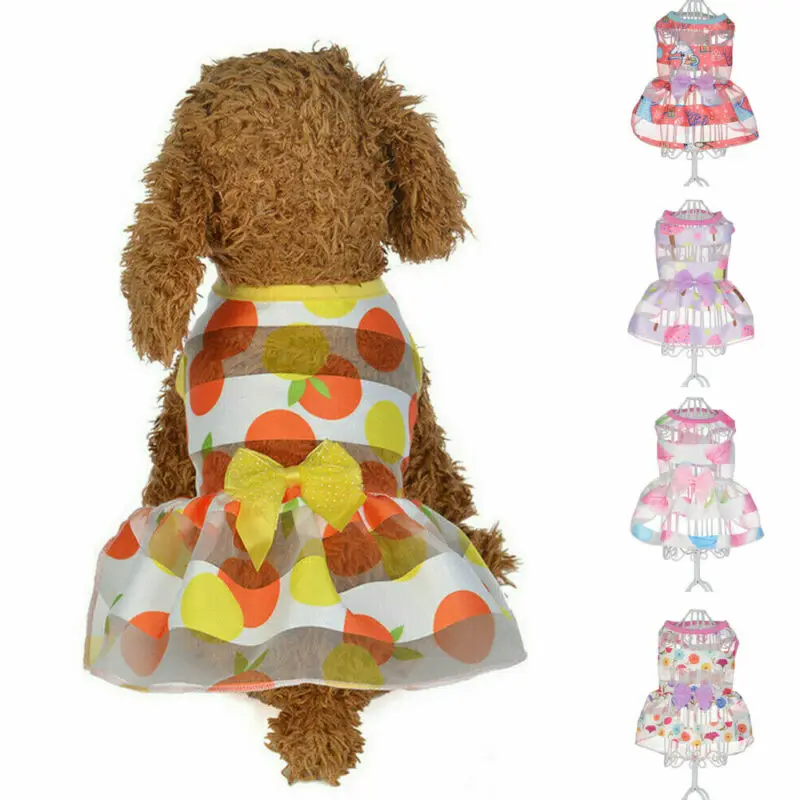 Платье принцессы для собак 5 цветов Милая юбка щенков одежда маленьких и средних