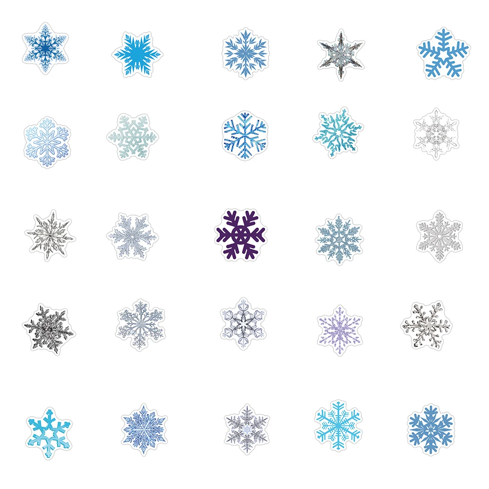 Наклейки Cartoon Christmas Winter Snowflake Cute - 10/30/50 штук на ноутбук, гитару, багаж, холодильник, телефон, водонепроницаемые. Детская игрушка.