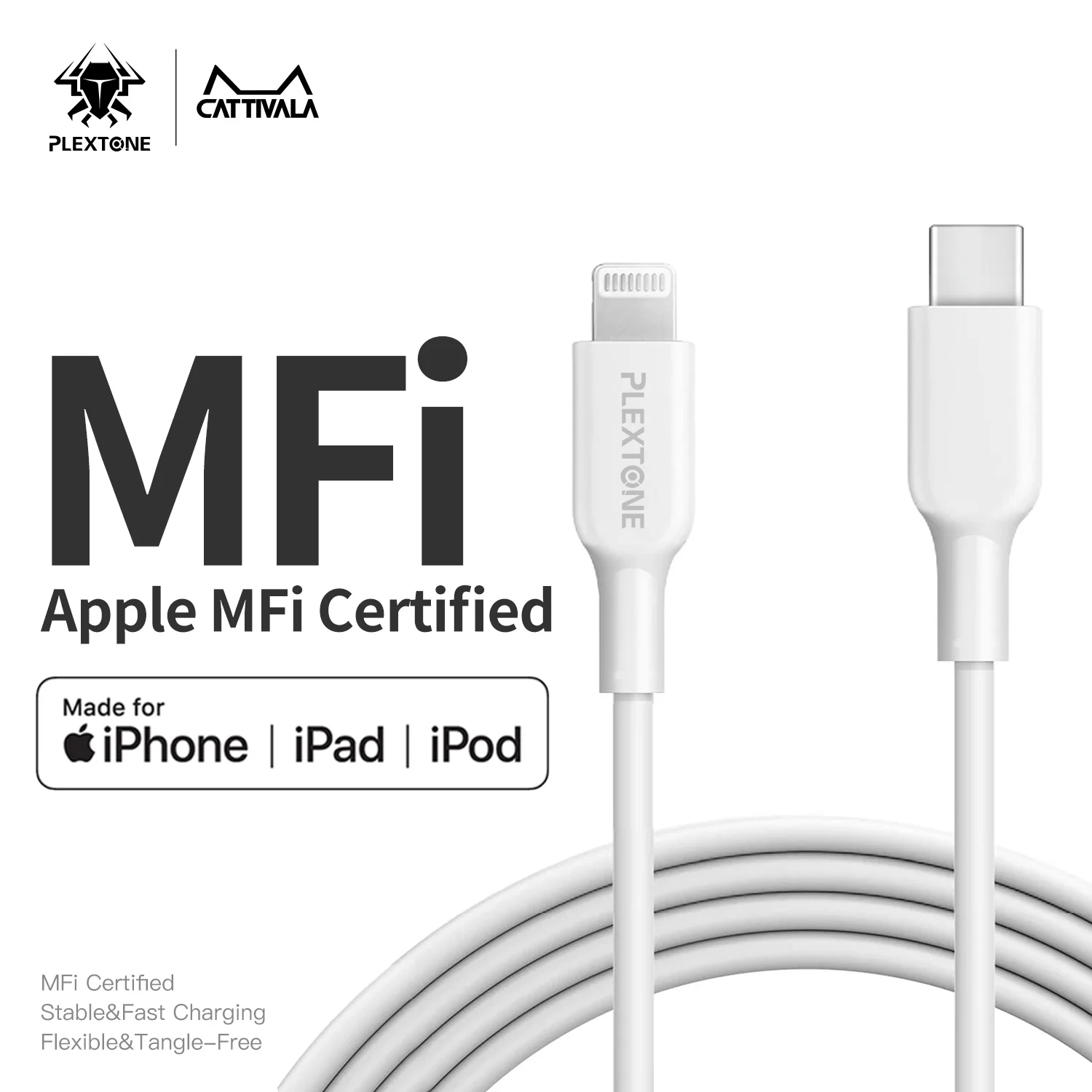 Сетевое зарядное устройство Plextone CATTIVALA C20 с 4 USB-портами и поддержкой быстрой