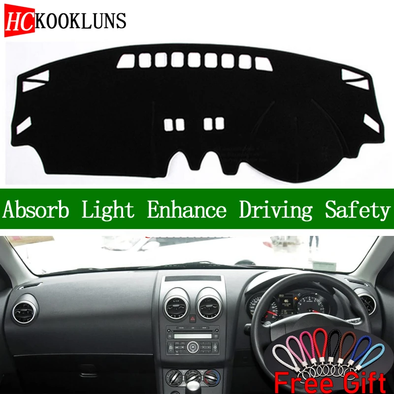 

For Nissan Qashqai Rogue J10 2006 2007 2008-2015 Right Hand Drive Dashboard Cover Car Stickers Dash Mat Interior Accessories