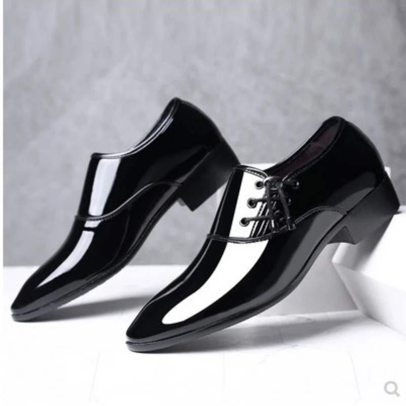 

Men's Pointed Leather Shoes Business Formal Shoes Korean Style Fashion Men's Glossy Casual Shoes Large Size Casual Wedding Shoes