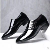 mens pointed leather shoes business formal shoes korean style fashion mens glossy casual shoes large size casual wedding shoes
