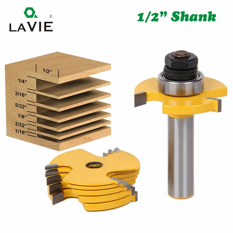 

LAVIE 2pcs 12mm 1/2 Shank Slot Knife Cutters 3 Wing Router Bits Set 7pcs Blade Cemented Carbide Milling Cutter for Wood 03014