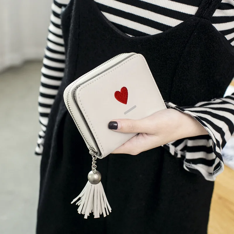 Zipper Wallet Female Short Student Korean Version Cute Small Fresh Simple Multifunctional Two Folding Purse Anime | Багаж и сумки