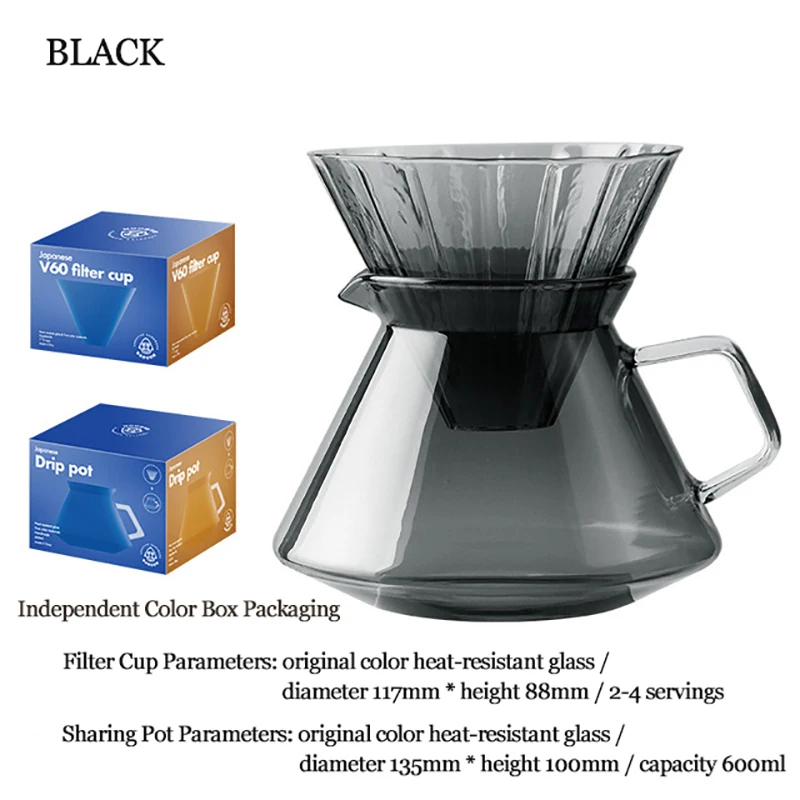 Drip Coffee Maker Set Japanese Style Creative Original Color Heat-resistant Glass V60 Filter Cup Cloud Sharing Pot | Дом и сад