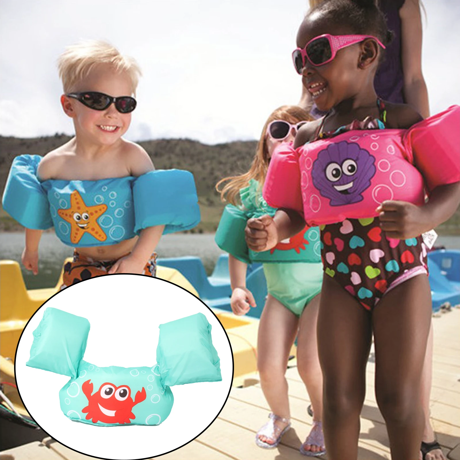 

Cartoon Kids Baby Swim Vest Children Swimming Training Armbands Swim Aid Floats for 10-30Kg Toddler