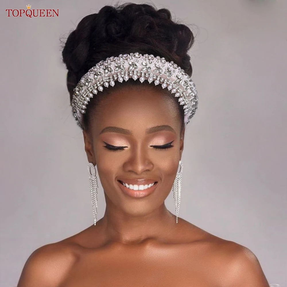 

TOPQUEEN SA27 Noble and Elegant Ladies Pearl Diamond Hair Accessories Bridal Wedding Luxury Soft and Comfortable Headband