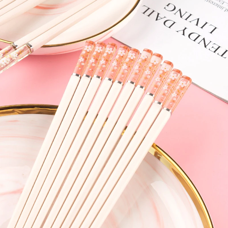 

Popular Flower Chopsticks Mildew Proof 24cm Amber Glass Fiber High Temperature Sushi Food Stick Chopsticks For Hotel Tablew