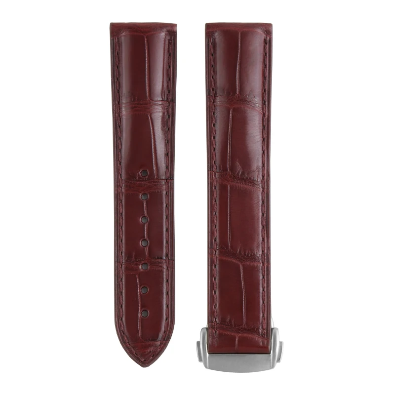 

Crocodile Leather for Omega Watchband Seamaster300 AT150 Genuine Bracelet Strap 19mm 20mm 21mm Deployment Stainless Steel Buckle