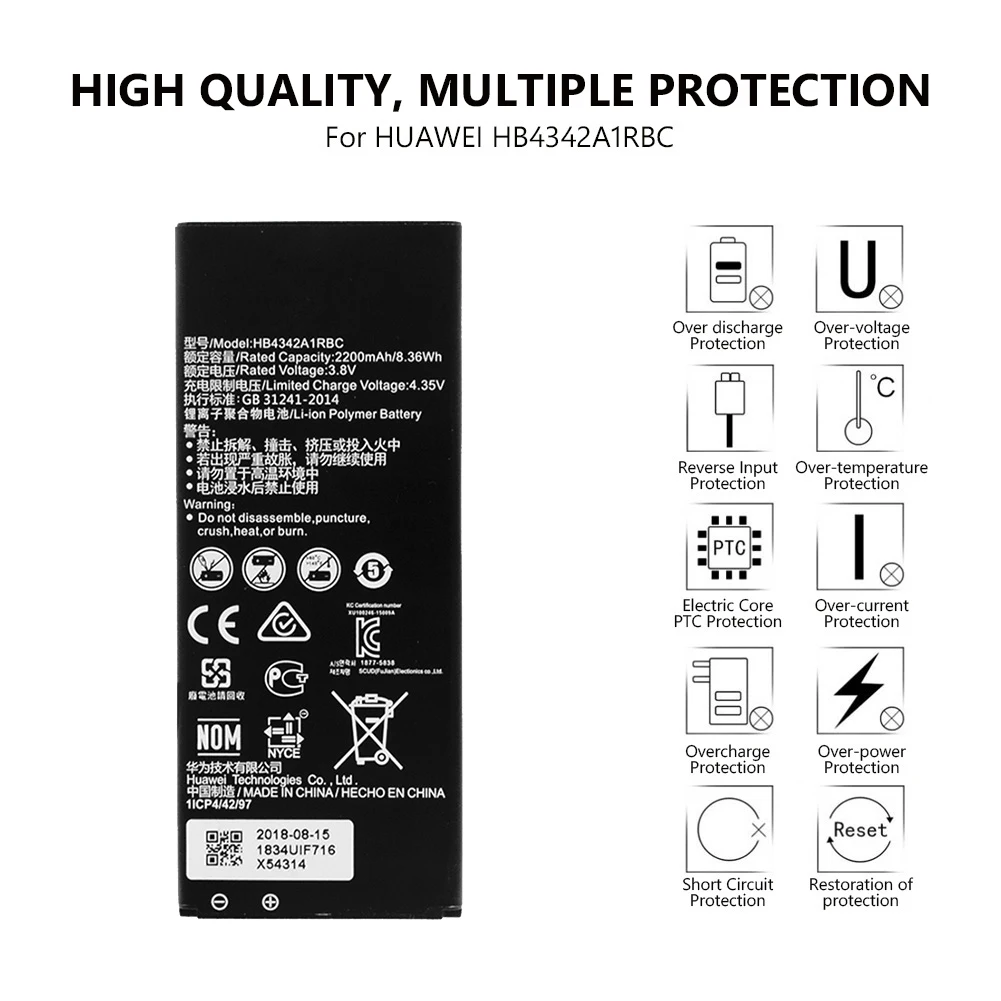 

Lite Enjoy 5S Batteries 3.8V Replacement Battery For Huawei Y5II Ascend E5573 E5573S LUA-U22 LUA-A22 Y550 Y560 Y625 P8