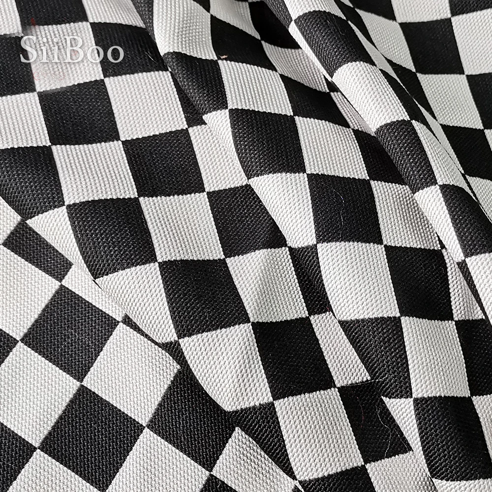 Жаккардовая ткань в американском стиле белая черная клетчатая жаккардовая для