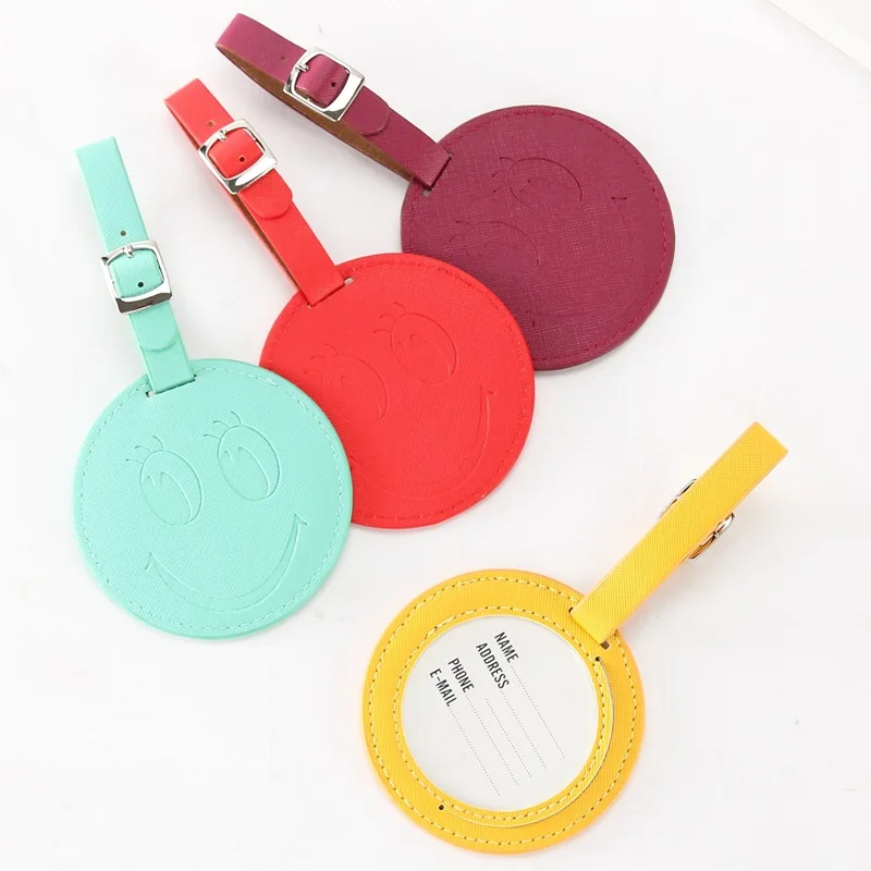 4 Colors Fashion Luggage Bag Tag Smile Face Round Shape Portable Travel Suitcase Label Accessories | Багаж и сумки