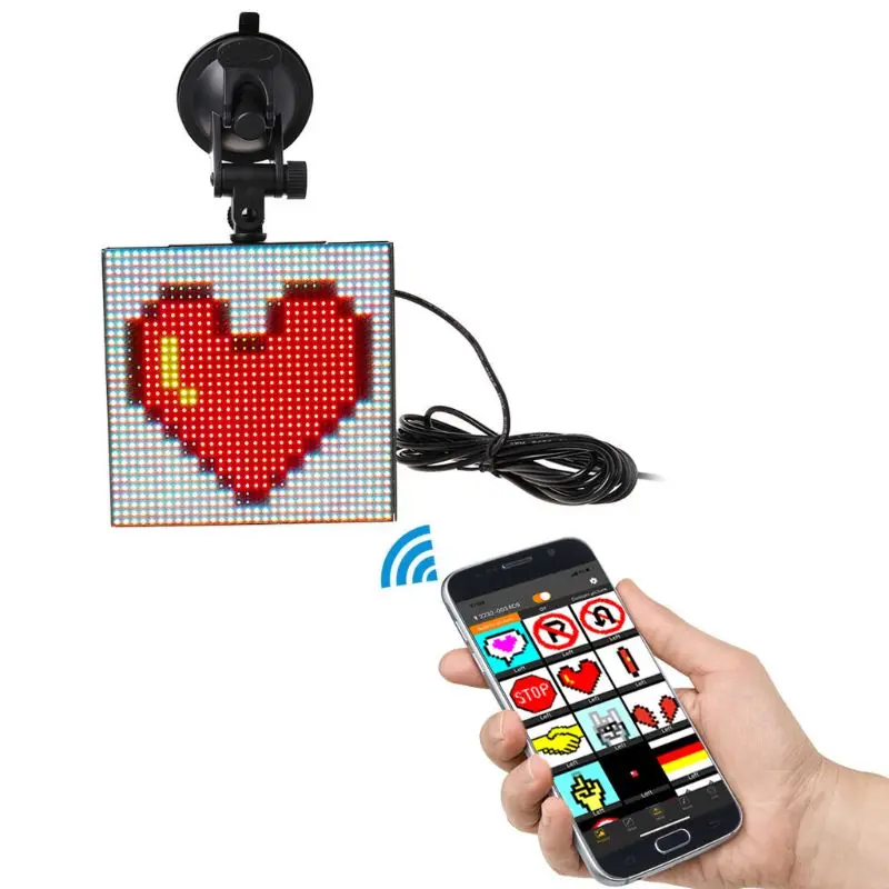 

Full color wireless bluetooth App control car LED Display Screen Scrolling LED Sign, Driving instruction,Picture GIF Light