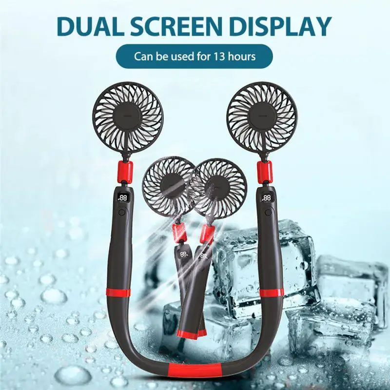

2 in 1 4000mAh hanging neck fan USB Rechargeable Mute Fans folding Neckband fan sports portable mini cooler for Outdoor Cooling