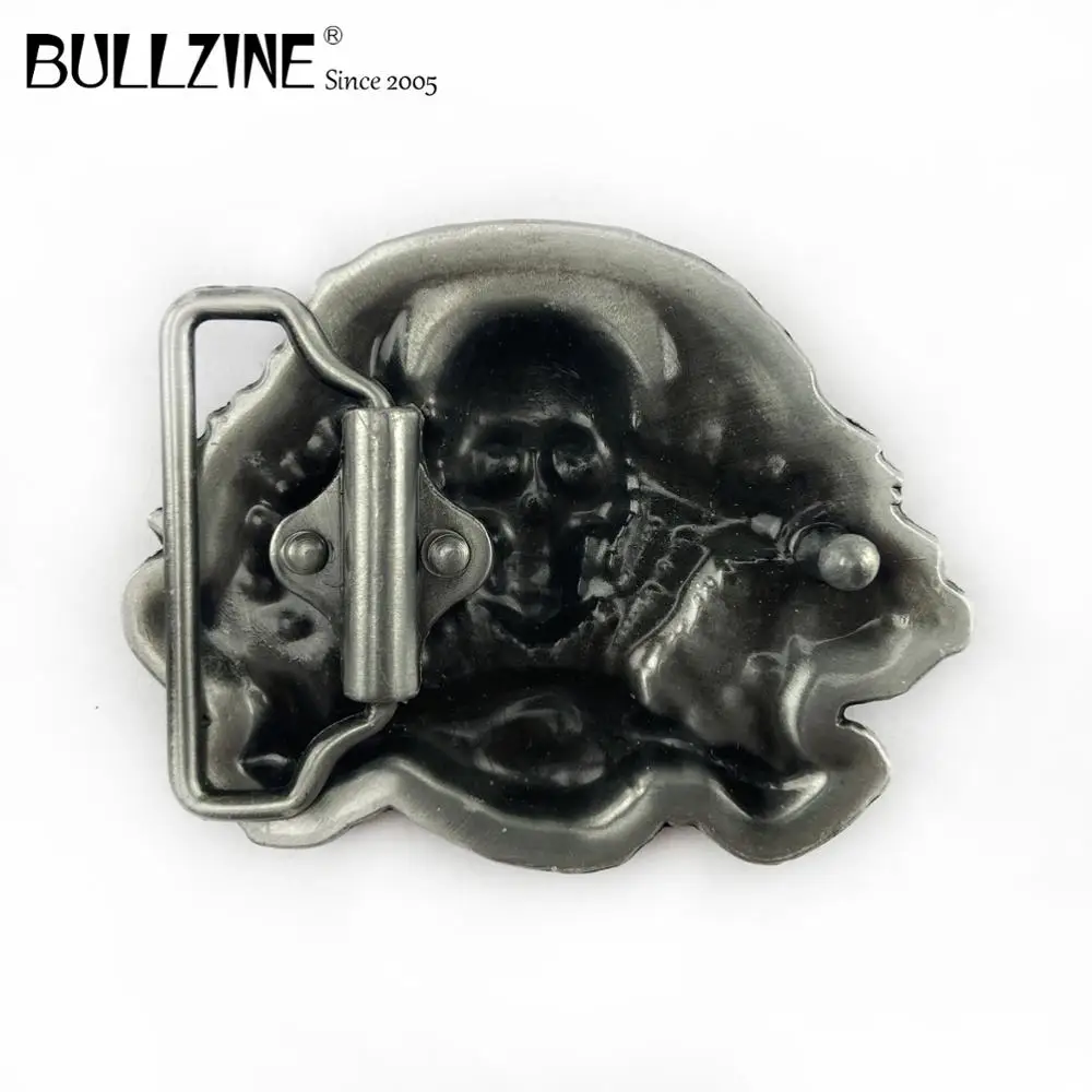 Пряжка для ремня Bullzine с черепом и Оловянным покрытием цветной эмалью FP-02475