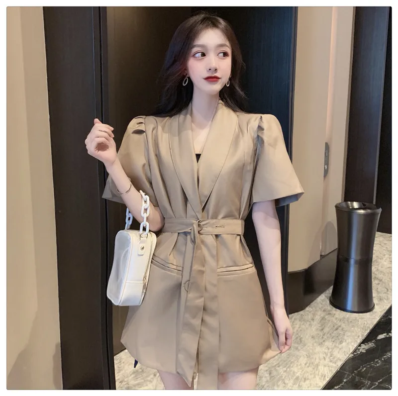 Сезон: весна лето костюм Блейзер ремень женские вечерние офис с высокой талией