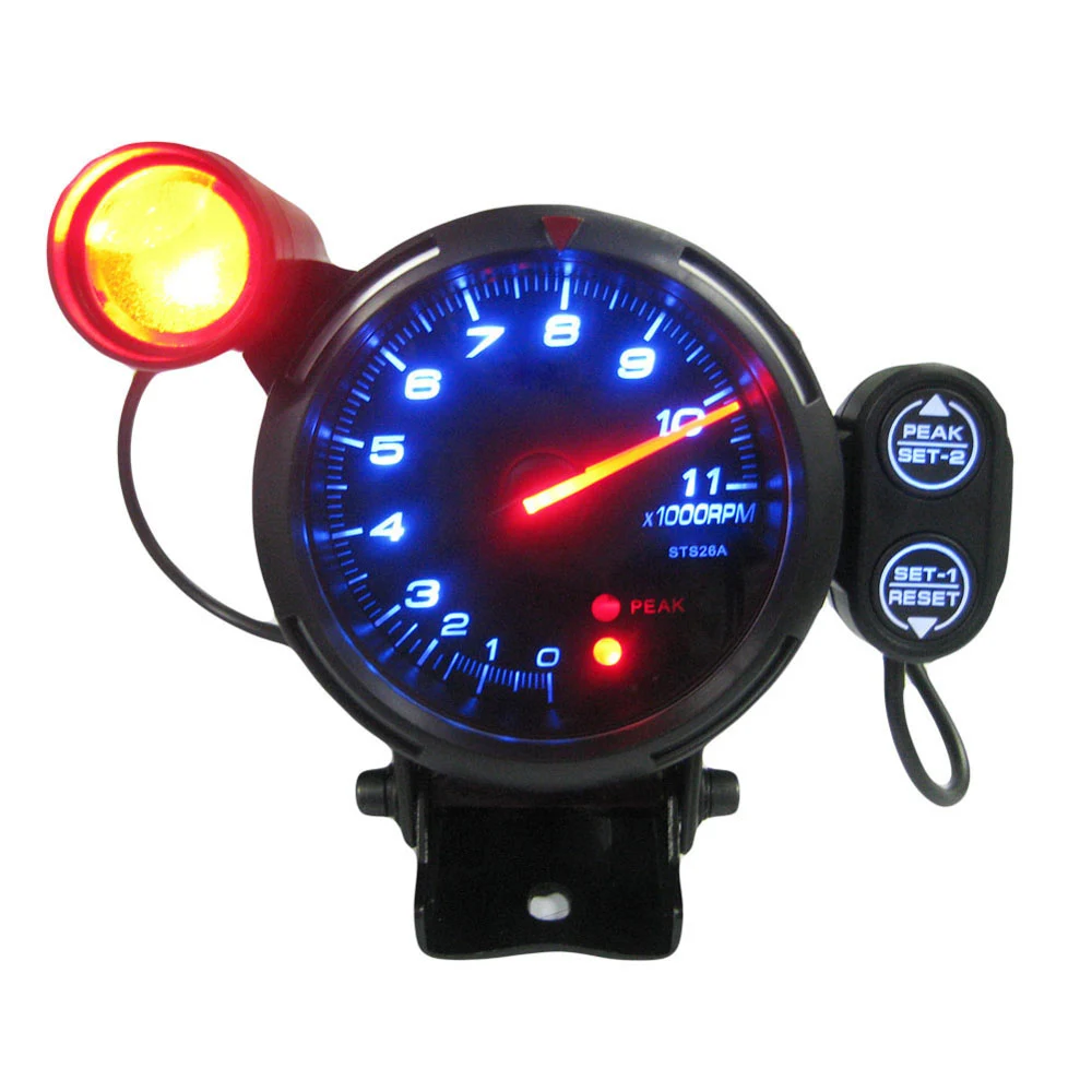 3.5" Tachometer Gauge Kit Blue LED 11000 RPM Meter with Adjustable Shift Light+Stepping Motor Black | Автомобили и мотоциклы