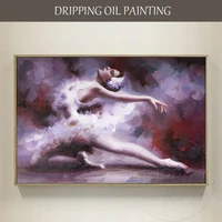 excellent artist hand painted high quality elegant ballerina girl oil painting on canvas elegant ballet dancer portrait painting