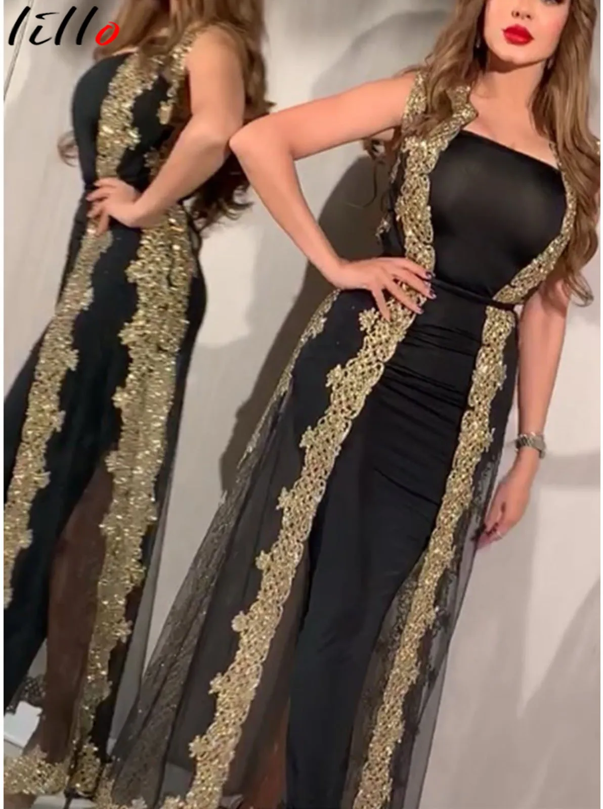 

African Clothing Black Elegant Dress Vintage Sleeveless Club Women Summer Hot Sale Mesh Embroidered Dress Two Piece Dress