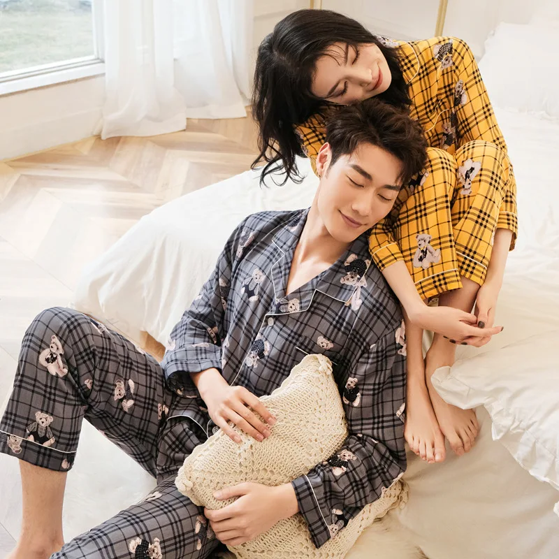 Long Sleeve Pajamas Autumn Trousers Suit Printing Cartoon Bear Fashion Pyjama Set Large Size Nightwear Home Service