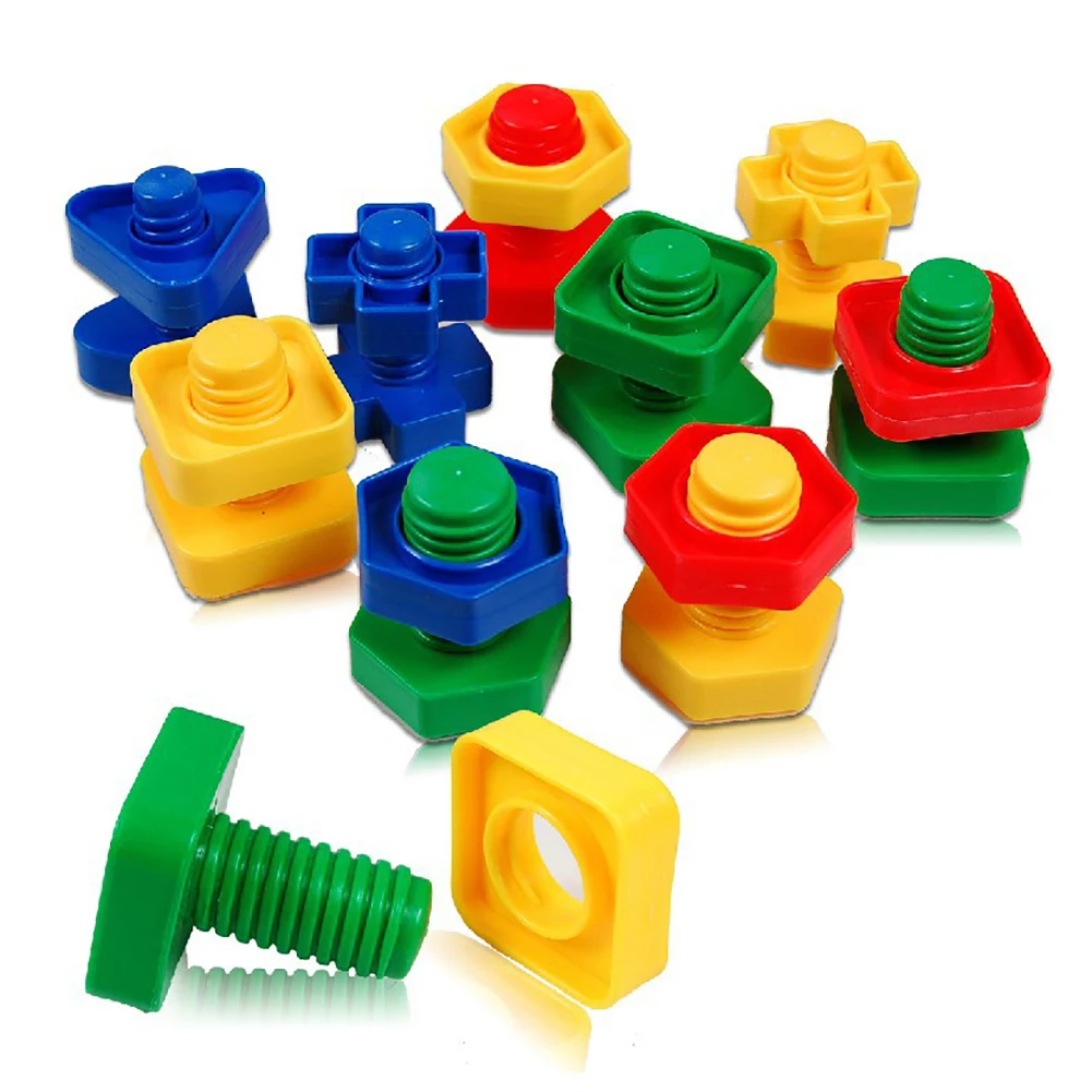 40Pcs/Set 3D Colorful Screw Nuts Bolts Building Puzzle Game Intelligent Kids Toy Model Assembling Early education toys - купить по