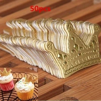 50pcslot gold princess crown cake topper favors party cupcake picks wedding birthday decorations accessories