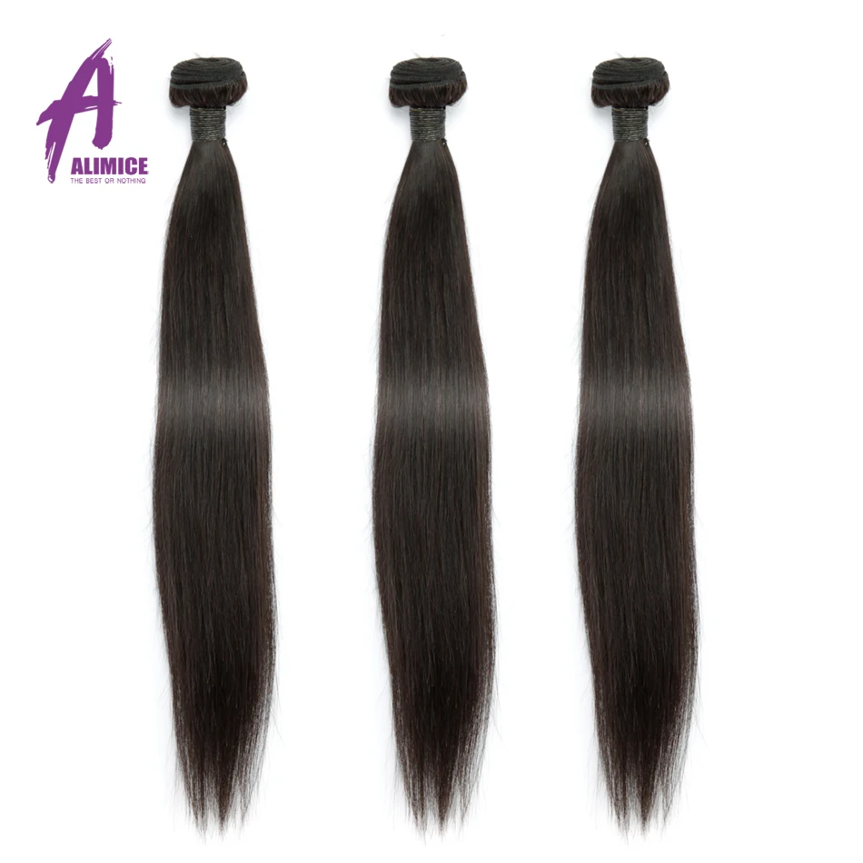 Индийские прямые волосы 4 пучка Alimice индийские человеческие для наращивания Remy