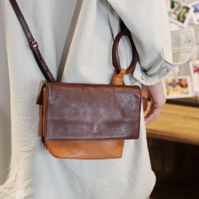 Натуральная коровья кожа маленькая девочка сумка через плечо винтажная