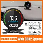Автомобильный цифровой дисплей P15 HUD OBD2, спидометр, Предупреждение о превышении скорости, температура воды, масла, кмч, мильч, турбо, повышение давления, считывание