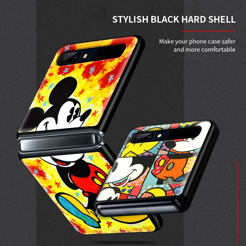 Color Disney Mickey Shockproof Cover for Samsung Galaxy Z Flip Flip3 5G Black Phone Case Shell Hard Fundas Coque Capa