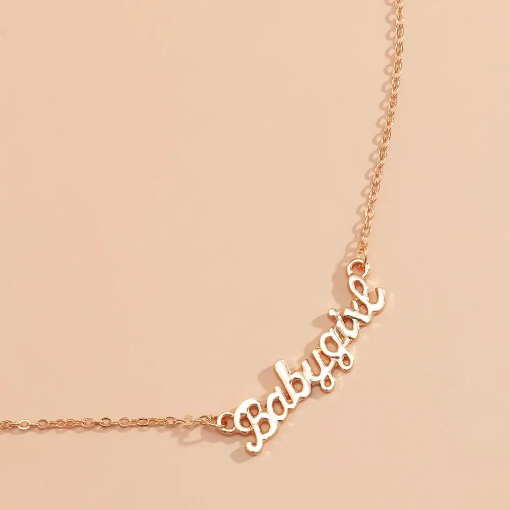 

IngeSight.Z Simple Minimalist Letter Babygirl Old English Pendant Necklace Statement Gold Color Long Necklaces for Women Jewelry