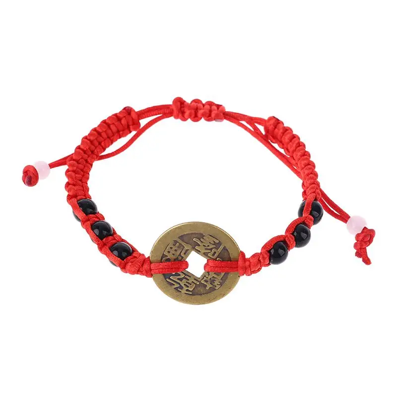 

Chinese Feng Shui Wealth Lucky Copper Coin Pendant Red String Bracelets Jewelry R2LE