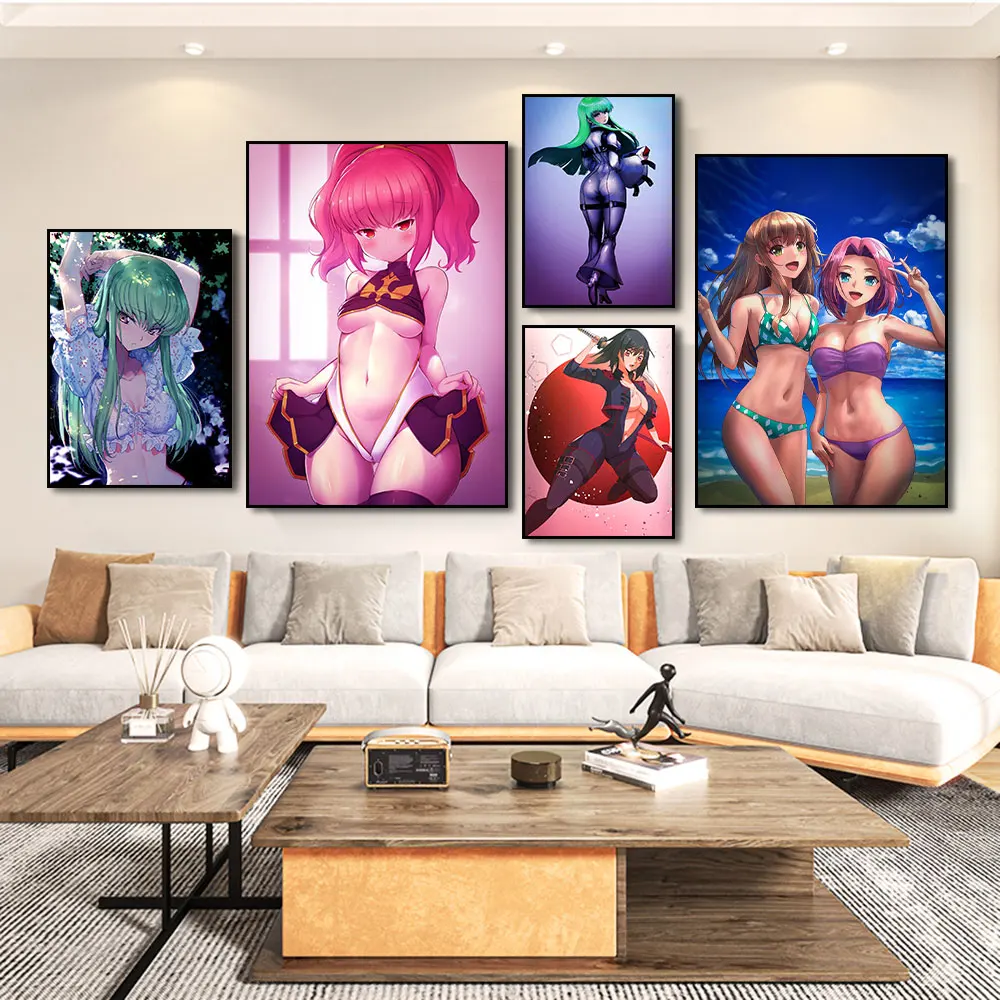 

One Piece Anime Poster Print Sexy Buttocks Girl Nami Swimsuit Canvas Painting Comic Loli Wall Art Living Bedroom Home Decoration