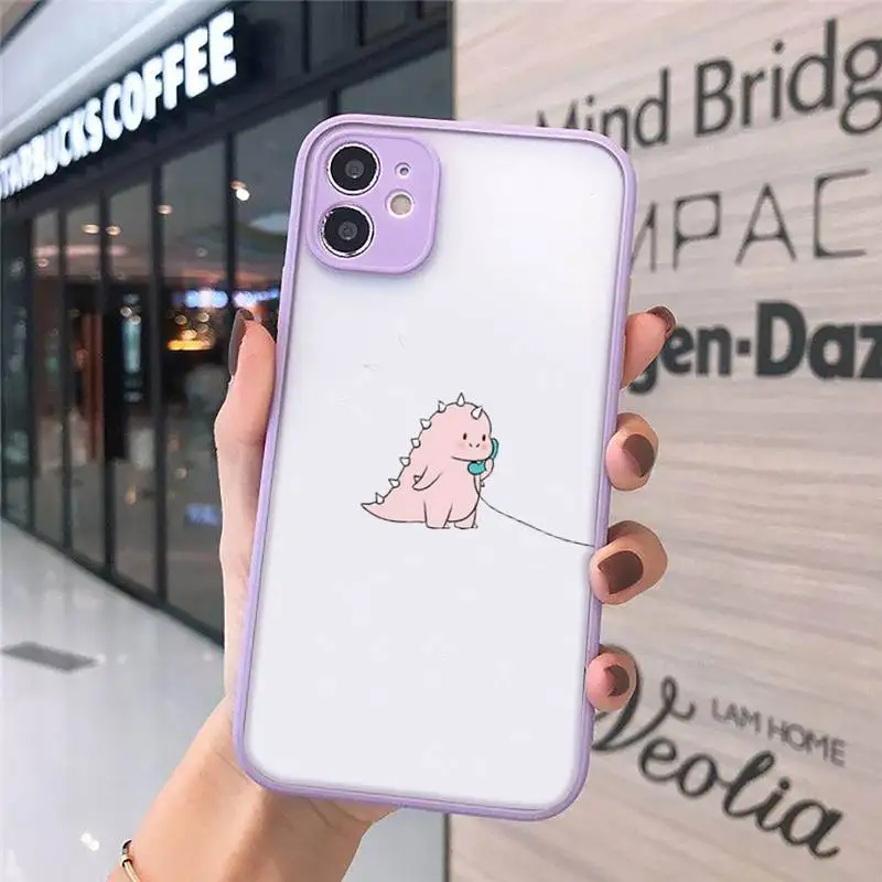 

Animal Cute Dinosaur Phone Case Matte Transparent For iPhone 12 Mini 11 Pro XR XS Max 7 8 Plus