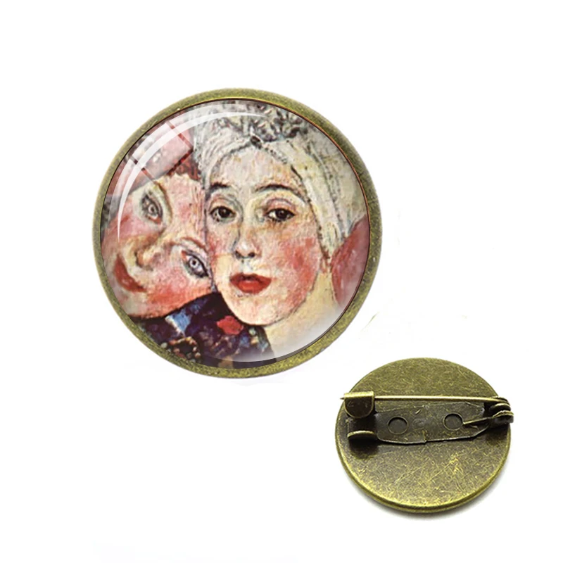 2019 Новая мода Поцелуй Климта Камея стеклянная брошь с картинкой фото ручной