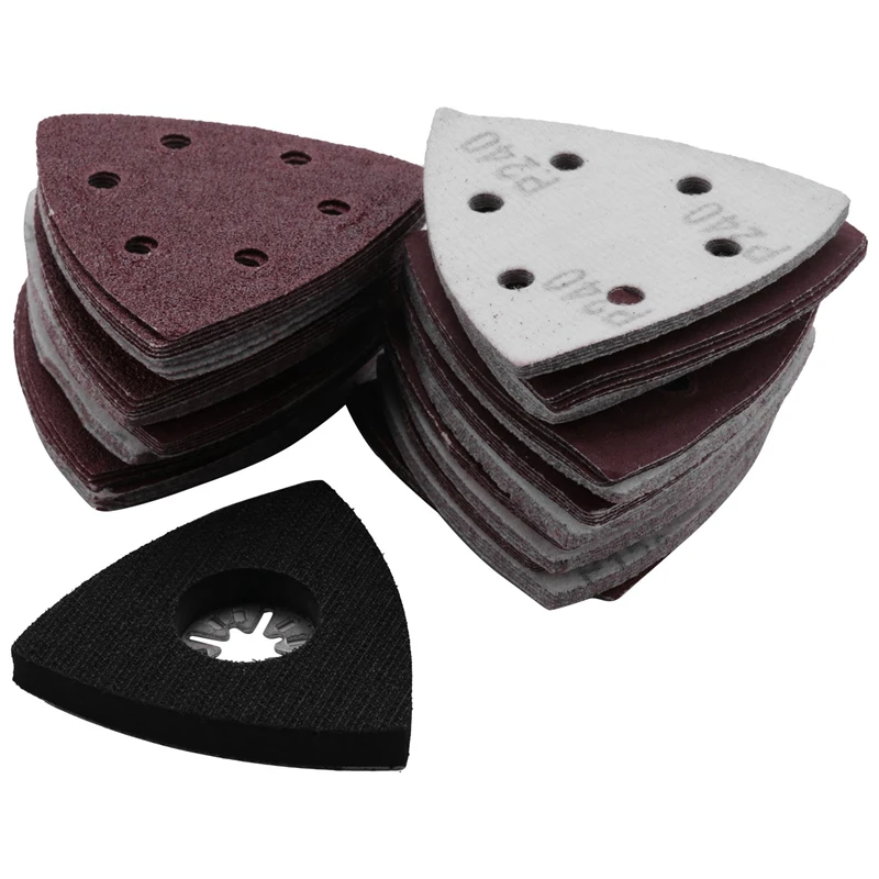 

100Pcs Sandpapers + 1Pcs 80Mm Sand Pad Oscillating Multi Tool Cutting Machine Parts
