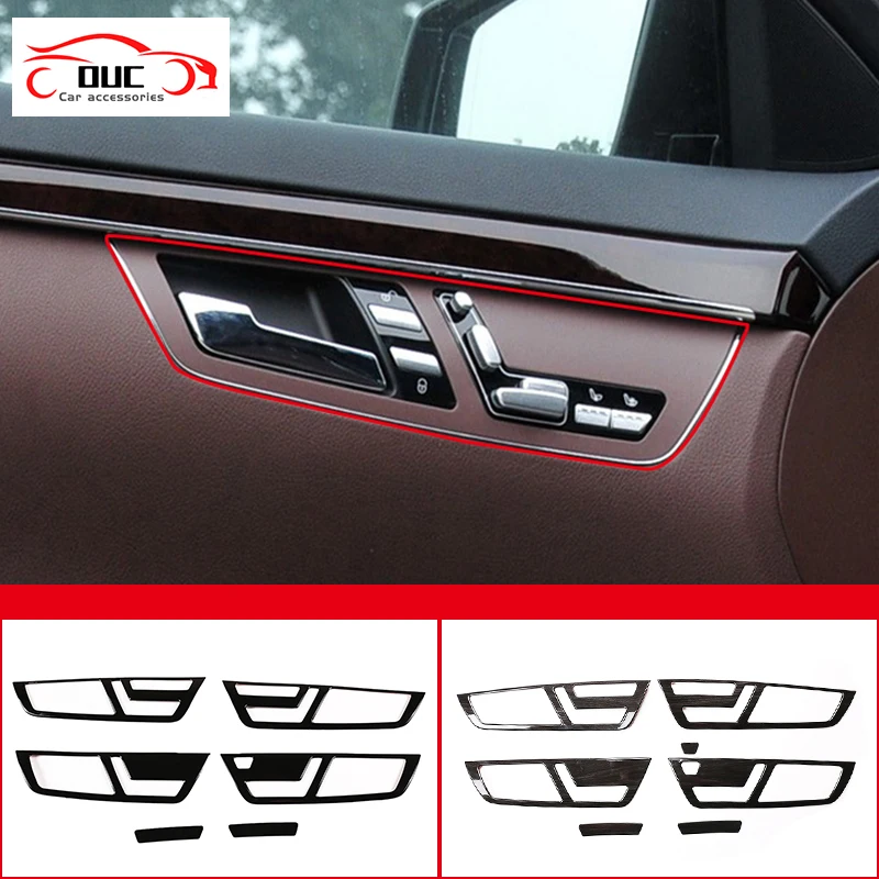 ABS Black Car Inner Door Handle Cover Door Bowl Frame Trim Sticker For Mercedes-Benz S-Class w221 2008-2012 Interior Accessories