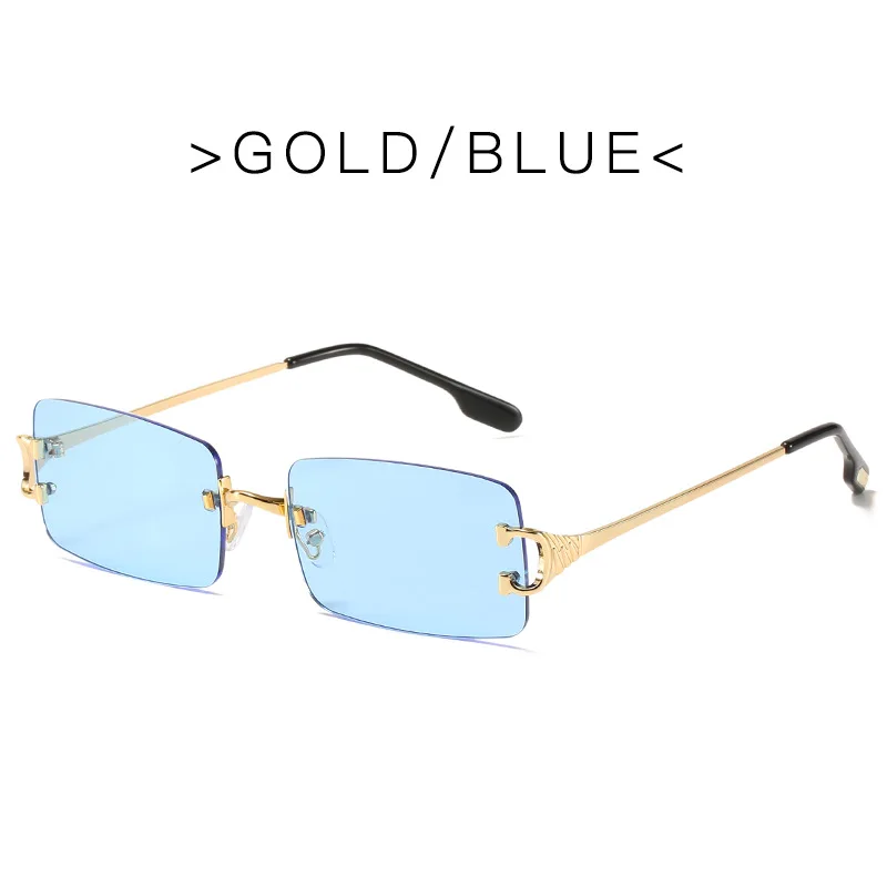 

Fashion Rimless Rectangular Sunglasses Women 2021 Trendy Small Rectangle Sun Glasses Summer Traveling Style UV400